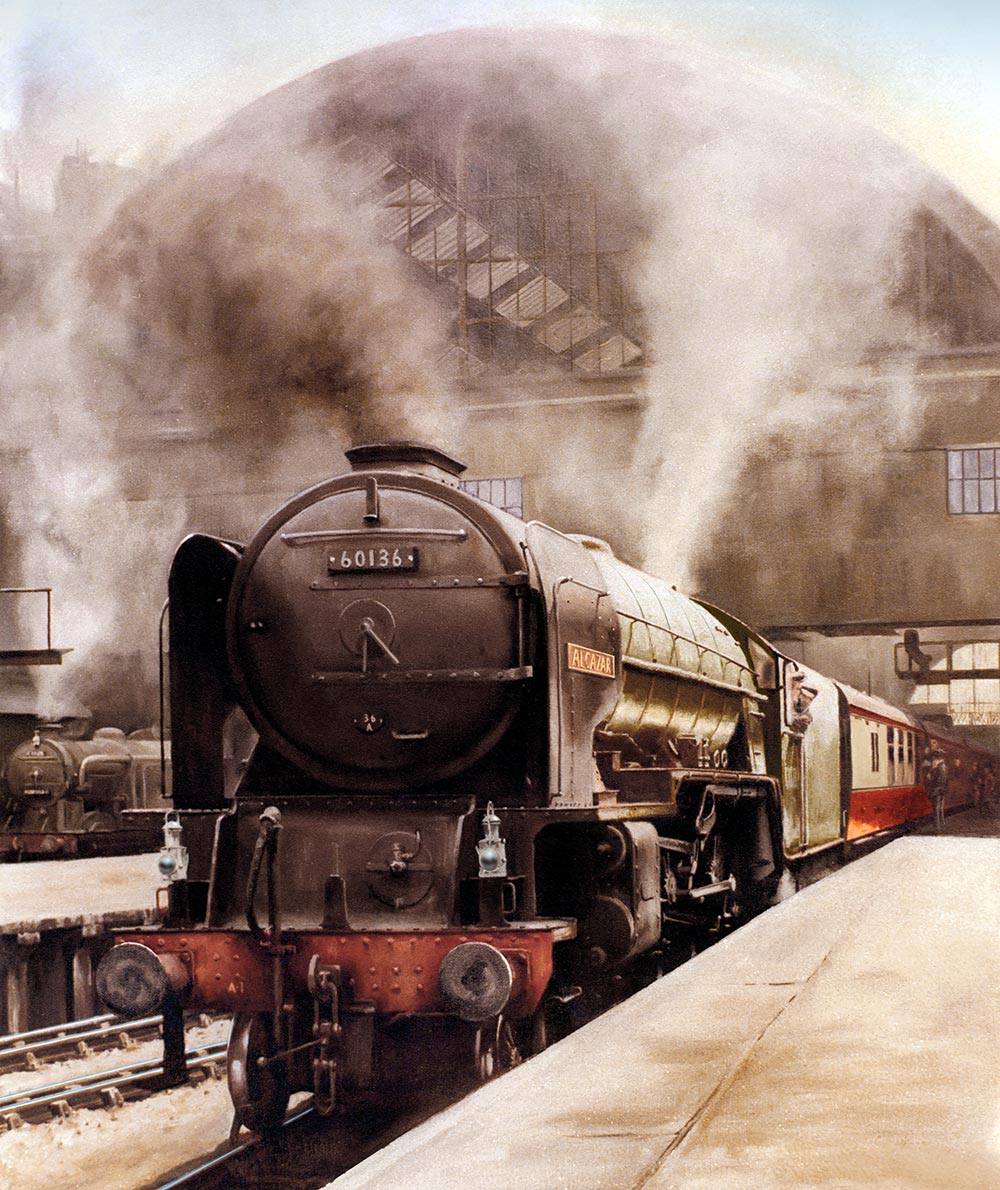 Peppercorn A1 class loco leaving Kings Cross station in 1957