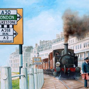 Dover 1955. Goods train heads to the Eastern Dock along Marine Terrace.