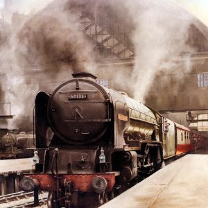 Peppercorn A1 class loco leaving Kings Cross station in 1957