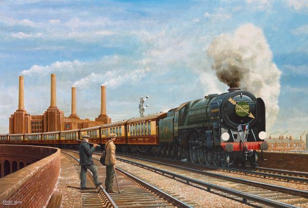 The Golden Arrow Pullman train near Battersea Power Station