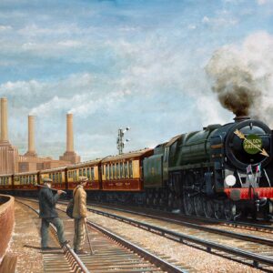 The Golden Arrow Pullman train near Battersea Power Station