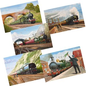 Railway theme greeting cards