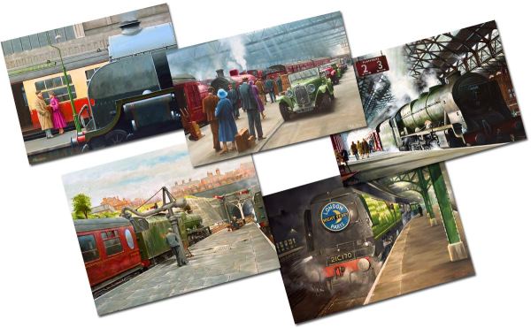 Greeting cards featuring trains at famous British railway stations