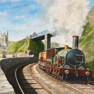 Broad gauge train at Teignmouth, Devon in the 1880s.