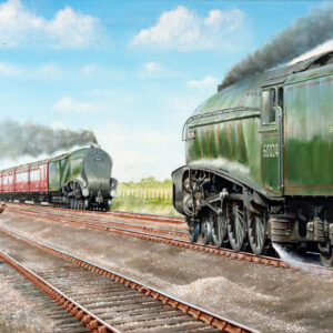 Gresley A4 pacific engines pass at speed