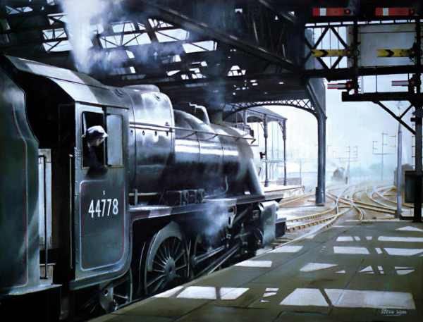 Stanier Black 5 steam engine at Preston station