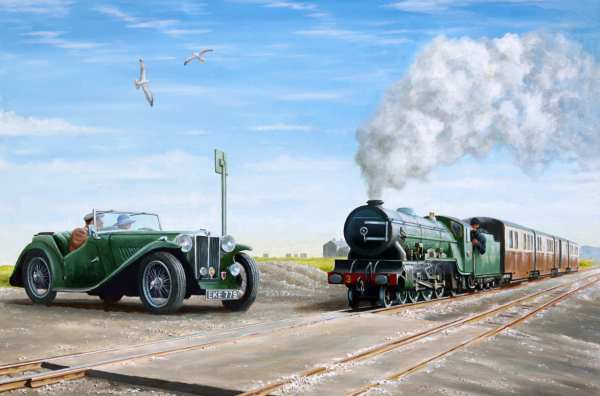 Romney Hythe and Dymchurch Railway train at Dungerness