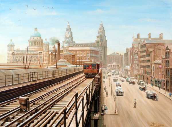 Liverpool Overhead Railway near the Liver Building