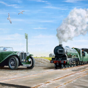 Romney Hythe and Dymchurch Railway train at Dungerness