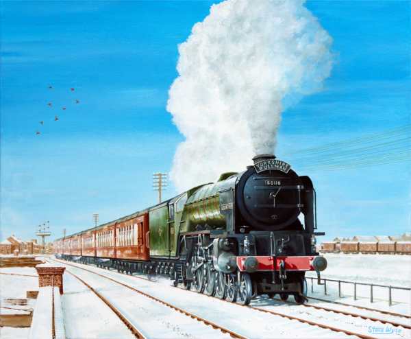 The Yorkshire Pullman train in winter 1959