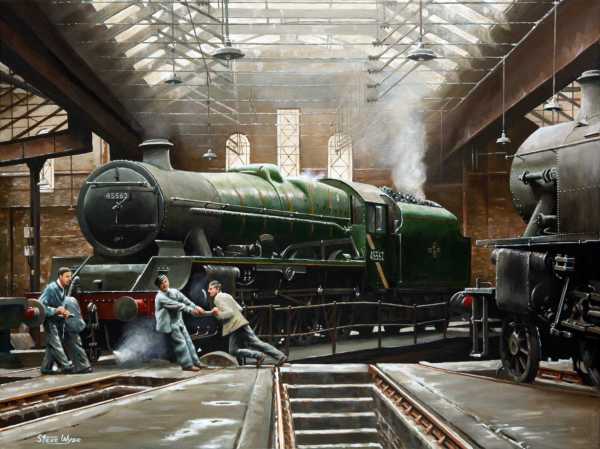 Stanier Jubilee class 45562 Alberta inside Holbeck engine shed.