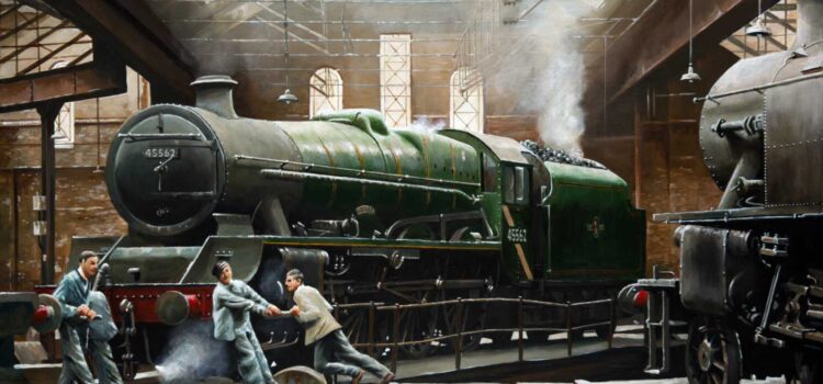 Stanier Jubilee class 45562 Alberta inside Holbeck engine shed.