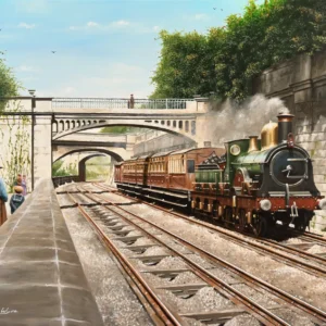 Train passing Sydney Gardens, Bath in the 1880s
