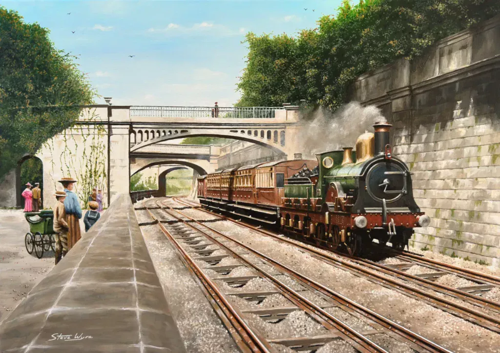Train passing Sydney Gardens, Bath in the 1880s